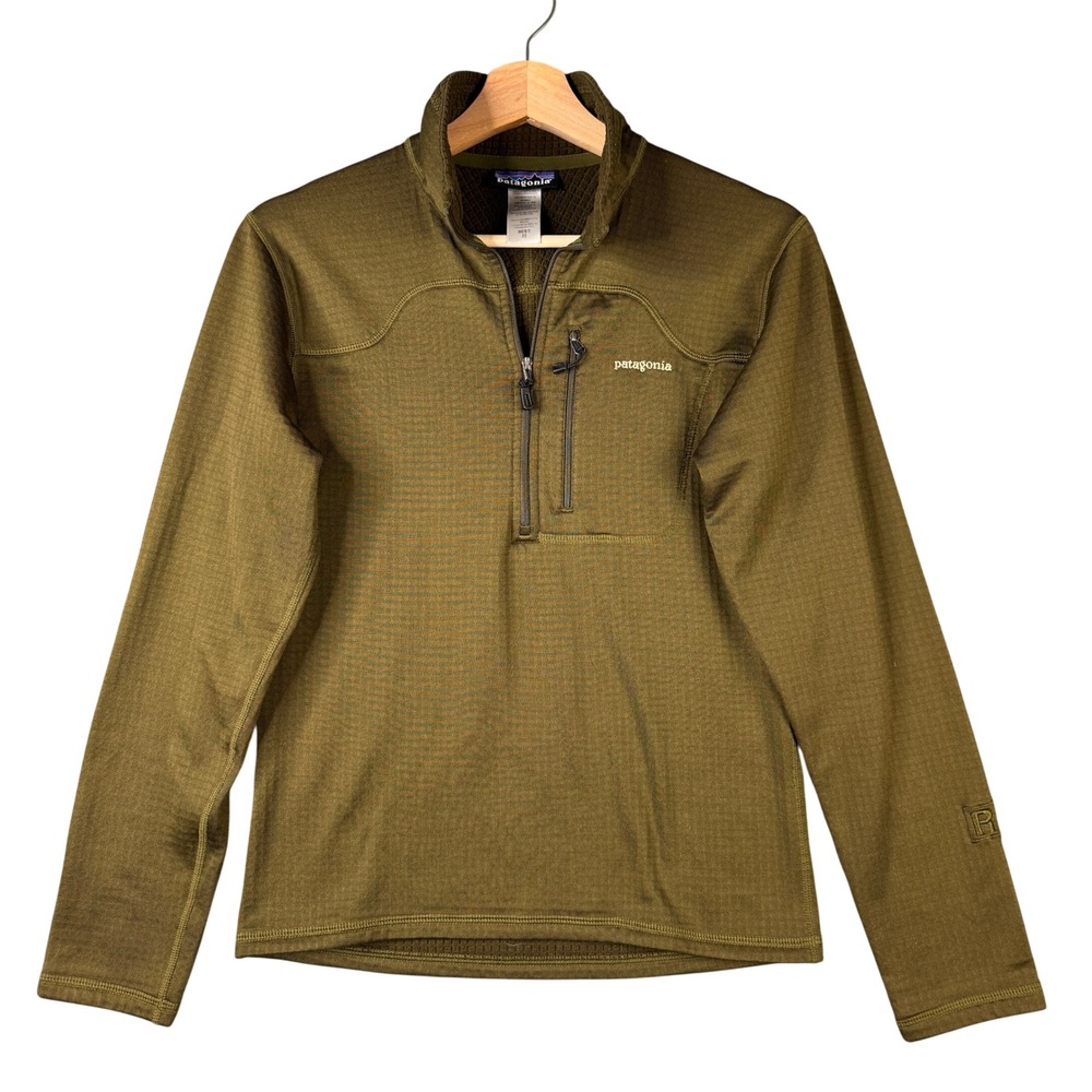 Patagonia Mens R1 Pullover 1/2 Zip Fleece Jacket Olive Green XS 40107